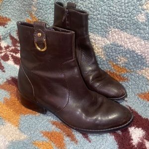 Dark chocolate brown leather Lauren Ralph Lauren booties